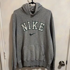 VTG‎ Nike Men's XL Spell-out Hoodie Gray Embroidered Lettering Green Long Sleeve